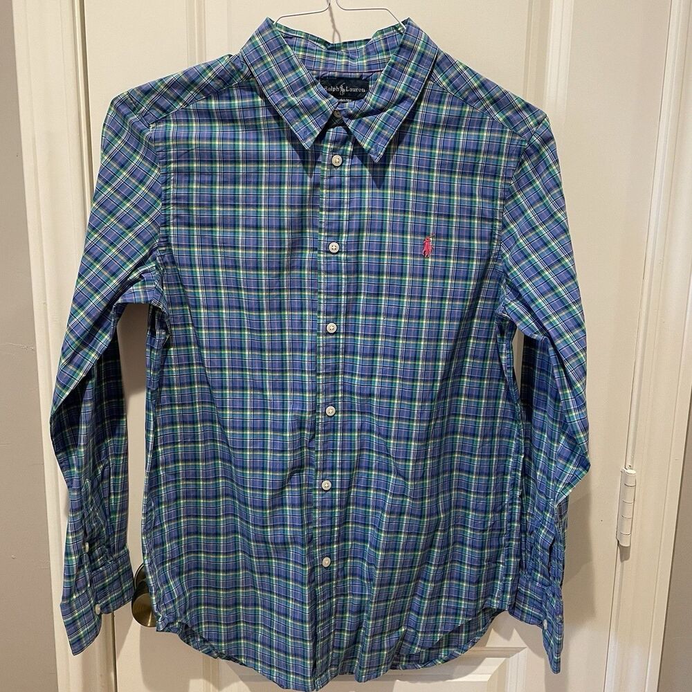 Polo Ralph Lauren Boys Long Sleeve Plaid Button-Down Shirt, Size Large (14-16)